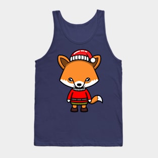 kawaii doodle cute fox christmas Tank Top